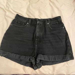 Black Denim Shorts Mom High Rise